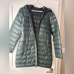 Kenneth Cole Dark Green Puffer Coat